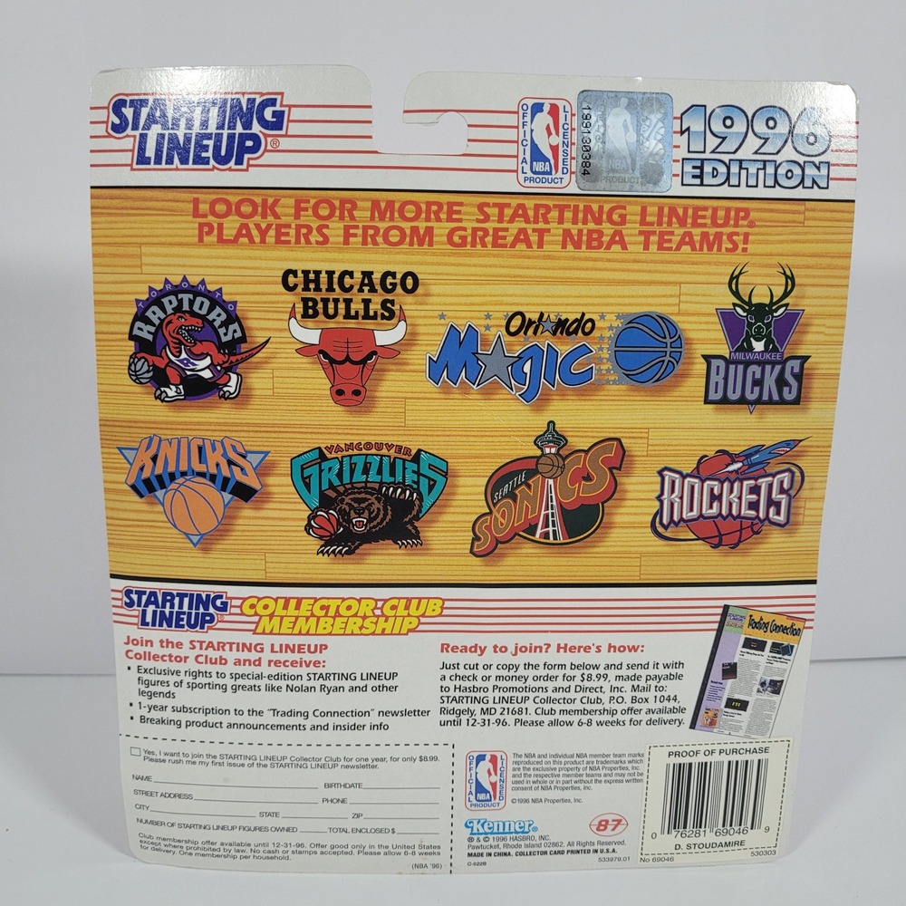 Kenner Starting‎ Lineup 1996 Damon Stoudamire Toronto Raptors Rookie Figure Card - Picture 3 of 7